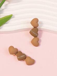 2 件心形发夹带水钻装饰，适合儿童/女孩日常使用