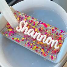 Personalized Acrylic Name Plate For Cup, Customized Lettering Name, Cup Decor, Water Bottle Accessory - Multicolor - View 3