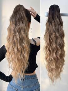 Klauw Paardenstaart Verlenging Haar Ombre 28 Inch Lange Water Wave Hittebestendige Vezel Synthetische Paardenstaart Haarstuk Voor Meisjes Vrouwen Feest Dagelijks Gebruikt