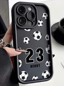 1pc Customizable Matte Black/Football Element Phone Case, With Custom Player Number And Signature, High Definition UV Printing, Compatible With IPhone 16 Pro Max/16 Pro/16 Plus/16/15 Pro Max/15 Pro/15/14 Pro Max/14 Pro/14/11/11 Pro Max/12/12 Pro/12 Pro Max/13 Pro Max/13 Pro/13/J4/J6/J7/J2/13C/X7B/X8B/A13/A14/A15/A54/A55