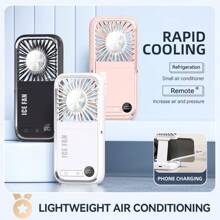 Ventilatore palmare portatile mini - Ventilatore personale con supporto per telefono, supporto ricarica telefono tramite Type-C, ventilatore multifunzione con controllo della velocità infinita, raffreddamento a semiconduttore, raffreddamento rapido, ventilatore compatto tascabile, regalo essenziale per viaggi estivi, all'aperto, spiaggia, università, festival musicali