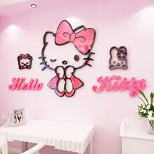 Sanrio 1PC   3D Portable Wall Sticker - Modern Self-Adhesive Animal Themed Decoration With Floral Design For Bedrooms, Living Rooms And Dormitories - Perfect For Home Offices, Parties, Christmas And Birthday Gifts.
