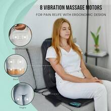 Snailax Vibration Back Massager With Heat, Seat Massager With 8 Vibrating Motors & 5 Modes, Chair Massager Cushion, Massage Pad For Chair, Office, Gifts For Lover - 1 - View 2