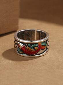 1 Stück Vintage Koi Fisch Email Offener Ring, ein schönes Geschenk