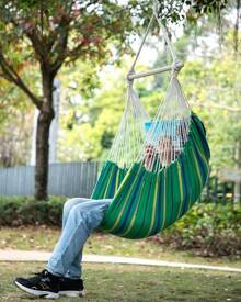 Hammock Chair Swing (500 Lbs Max) - Hanging Hammock Chair Rope Swing Indoor Hammock Chair,Outdoor Furniture,Swing Chair For Room,Amaca Para Adultos,Hamacas Para Adultos,Columpio Para Patio,Swing Sets Backyard, Patio Furniture Set For Bedroom, Outdoor, Patio, Bedroom, Porch, Deck - Sturdy Steel Bar With Anti-Slip Safety Rings - B 格林 - 查看 1