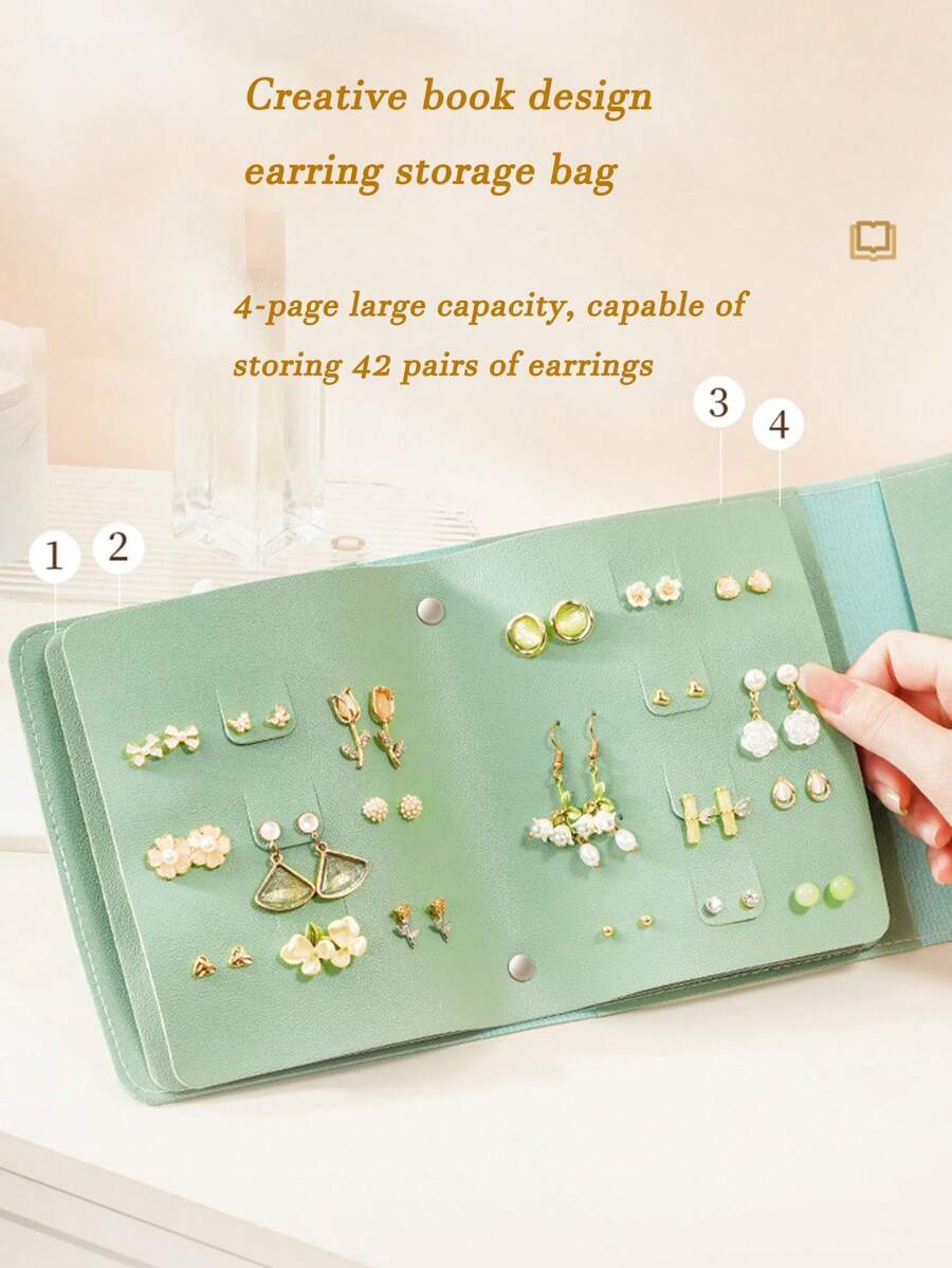 1 件珠宝收纳卷，42 对耳环收纳盒，创意珠宝耳环收纳书，便携式珠宝袋，耳环盒礼物女士女孩 - 彩色 - 查看 1