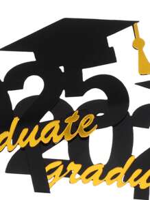 6pcs Novelty Cake Topper Graduation Party Cake Supplies Acrylic Graduation Cake Topper Graduation Cake Decorations 2025 Graduation Cap Cake Inserts - Black - View 3