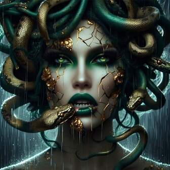 Kit de pintura de diamantes 5D de Medusa - Bordado de diamantes redondo de perforación completa, lienzo sin marco para decoración de pared, idea de regalo perfecta