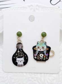 1 Pair Of Fashionable And Cute Cat Alloy Pendant Earrings, Women's Fashionable Earrings, Suitable For Women's Gatherings And Vacation Jewelry, Or As Gifts To Friends