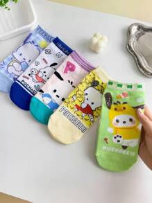 Sanrio 5 Pairs Sanrio New Colorful Patchaquuo Non-Slip Straight Tube Socks