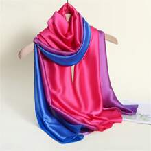 1pc Satin Ombre Hand-Painted Shawl/Scarf - Multicolor - View 12