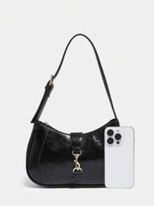 Novachic,1pc Retro Minimalist Hook Decor Adjustable Shoulder Strap Crescent Shape Bag, Suitable For Date, Outing, Party