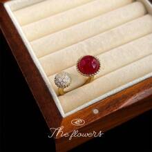 复古珐琅滴油艺术复古锆石戒指系列，虎眼可调节指环