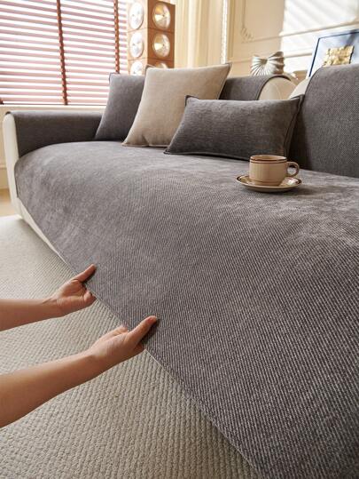 Capa de sofá de chenille simples de 1 peça, estilo simples e minimalista com padrão de estrela, antiderrapante, resistente a arranhões, adequada para todas as estações, decoração de casa, almofada de sofá