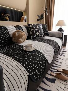 1pc Asymmetric Chenille Sofa Cushion, Non-Slip Sofa Cover For All Seasons