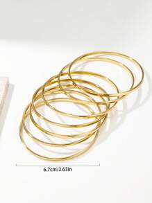 7pcs Elegant Holiday Gift Bracelets, Suitable For Daily Wear - Yellow Gold - View 5