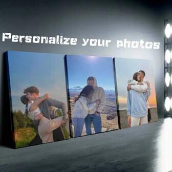 Set di 3 stampe personalizzate su tela con cornici in legno - Opere d'arte murarie personalizzate a tema amore, ideali per coppie e migliori amici - Perfetto regalo per compleanni, anniversari, Natale, opzione cornice