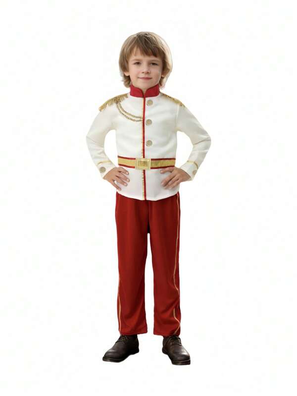 Set di 2 pezzi Costume da Principe per Ragazzi, Includente Top e Pantaloni, Adatto per Ognissanti, Carnevale, Feste di Compleanno, Rappresentazioni