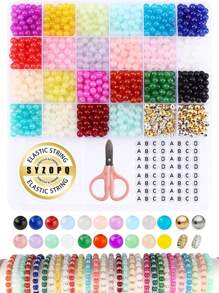 Glass Beads For Bracelet Making, 6mm Round Crystal Beads, Imitative Glass Beads, Loose Beads For Bracelet Jewellery Making DIY Craft Necklace Earrings