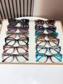 1pc High-Grade Fashion Women's Metal Hinged Cat Eye Fashion Non-Prescription Glasses, Light, Suitable For Fashion Collocation, Mobile Phones, Electronic Reading, Reading Books