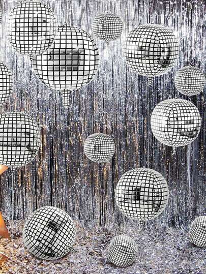 5/30 cái/bộ [10 inch, 18 inch, 22 inch mỗi quả] Trang trí bóng bay chủ đề Disco màu bạc cho tiệc sinh nhật, kỷ niệm và phông nền lễ kỷ niệm