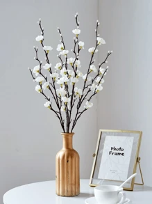3/5/8/10/12/30 pièces Fleurs artificielles Prunier blanc Faux Wintersweet Tige longue Fleurs en plastique Décoration de maison, hôtel, bureau, mariage, fête, jardin Fleurs artificielles Remplisseur de vase en herbe artificielle Décoration d'intérieur