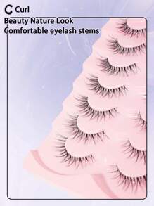7 对自然外观十字交叉喇叭形假睫毛条状睫毛、睫毛、睫毛、假睫毛 - 黑色 - 查看 6