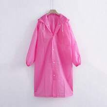 1pc Black Drawstring Eva Raincoat With Hood, Disposable Long Waterproof Raincoat For Adults, Hiking, Transparent Portable Rain Poncho For School,Office,Household,Travel, Back To School Supplies - Black - View 13