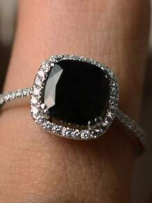 1pc Elegant Luxurious Cubic Zirconia Women Decorative Ring, Suitable For Ladies Daily, Party, Celebration Events, Holiday Gift