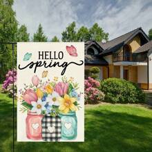 1 件春夏花卉旗帜，带蝴蝶花园装饰，双面户外庭院旗帜 - 彩色 - 查看 3