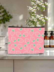 1pc Aardbeienpatroon Thema Volledige Print Make-up Tas - Lichtgewicht En Geurloze Polyester Reis Toilettas, Cartoon Aardbei Leuke Multifunctionele Canvas Tas, Oplaad Opbergtas, Essentiële Reis Make-up Tas: Meisjes Reis Reddingsboei Tas