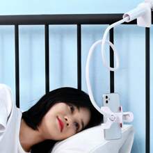 1 件柔软螺旋铝合金手机和平板电脑支架，桌面和床上三脚架支架 - 白色 - 查看 6