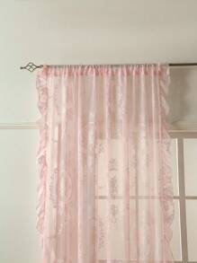 1 pieza de Cortina transparente con volante de encaje francés romántico para ventana de bahía, sala de estar, dormitorio, oficina, cocina, estudio, decoración del hogar