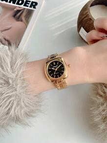 1PC New Fashion Women's Vintage Watch, Hollow Gold Bracelet Female Niche, Suitable As Birthday, For Teens