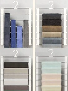 Tendedero portátil de almacenamiento, perchero multiusos de pantalones tipo escalera, percha plegable de acero inoxidable para pantalones con ganchos que no dejan marcas, estante de almacenamiento de pantalones multicapa sin dolor (autoensamblaje requerido, fácil instalación y funcionamiento), adecuado para pantalones, zapatos, vaqueros, botas, faldas