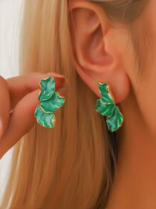 2pcs White Geometric Floral Earrings - Casual Elegant Luxury Design Women Earrings