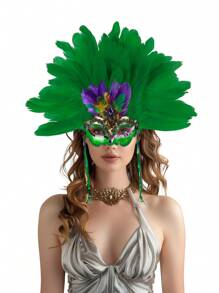 1 st. Elegante veren vermomming masker hoofdtooi, carnaval hoofddeksel, showgirl kostuum accessoires voor vrouwen