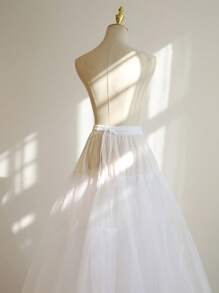 4 层衬裙，新娘自然蓬松洛丽塔裙，无骨柔软网眼衬裙，隐形，A 字延长角色扮演配饰女士秋季服装 - 白色 - 查看 4