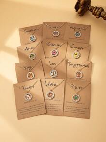 1pc Elegant Fashion Enamel Star Sign Pendant Necklace Suitable For Women's Daily Wear