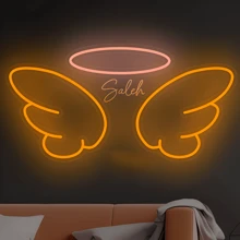 Angel Wings With Hole Neon Sign,Mini Wings Neon Sign Customized,Name Engaved Personalized Neon Sign For Wall Bedroom Decor,Birthday Gift - Multicolor - View 5