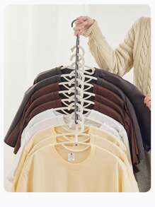 1/2件10孔衣架衣服收纳架立式排衣架收纳架可挂多个节省空间适合挂衣服内衣等适用于衣柜宿舍等 - 彩色 - 查看 5