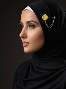 1 Peça Elegante Alfinete de Hijab, Broches de Flores da Moda com Correntes, Acessórios Estilosos de Lenço Muçulmano, Broche de Hijab