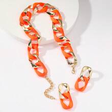 3pcs/Set Figure-8 Twist Resin Chain Necklace And Earrings Jewelry Set, High-End Luxurious Style Ornament For Women