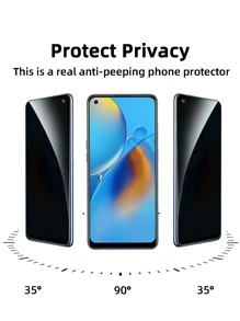 3Pcs Privacy Screen Protector Compatible With OPPO [Anti-Spy Tempered Glass], Ultra HD, Anti-Scratch, Bubble-Free, Easy Install 9H Protective Glass Compatible With Samsung Galaxy Gift For Birthday, Family, Friends Phone Screen Protector, Phone Accessories Waterproof Shockproof Anti-Fall Anti-Fall Anti-Fingerprint Full Cover - Dark Grey - View 5
