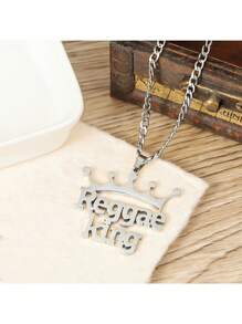 定制 4 毫米链皇冠项链 Ace - 个性化时尚不锈钢可拆卸吊坠，休闲珠宝，仅英文文本