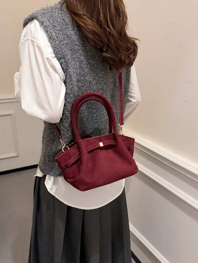 حقيبة يد جلد الغزال العتيقة، حقيبة متنوعة عصرية للسيدات قابلة للارتداء على الكتف، حقيبة دلو أنيقة ورقيقة