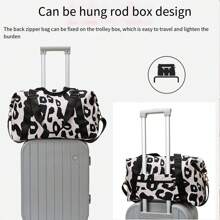 1pc Large Capacity Cow Pattern Oxford Cloth Handbag,Women's Waterproof Tote Shoulder Bag With Wet & Dry Separation, Travel Bag