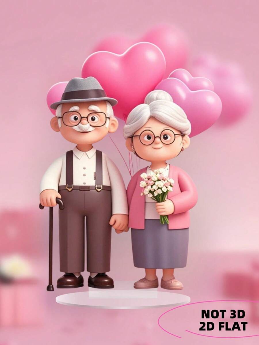 1 Couple Love Balloon Romantic Themed Decoration 2D Acrylic Accessory, Versatile For Easter Weddings, Home Interior Decoration, Office Desk Decoration, Perfect Gift For Daily Life