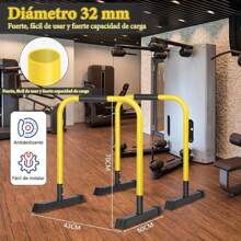 Barras Paralelas, Prensa de Calistenia de Cuerpo Resistente, Barras Paralelas Calistenia, Barras para Ejercicio para Tríceps Dominadas Flexiones y L-Sits - 1 - Ver 2