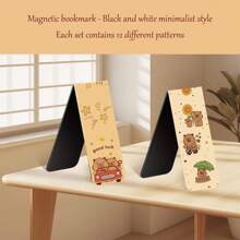 12 件磁性书签可爱水豚磁性页面标记宠物磁性页面夹书签适用于学生教师学校家庭办公室阅读文具，12 种设计（2.36*0.78 英寸）